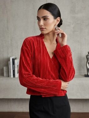 FRNCH Red Wrap Blouse